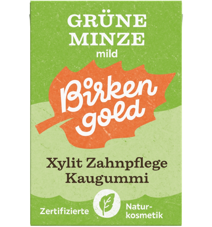 Birkengold Natur-Kaugummi Grüne Minze ohne Zucker 20Stk 28g