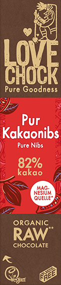 Lovechock Riegel Raw Pur 82% Kakaonibs 40g Bio vegan gf
