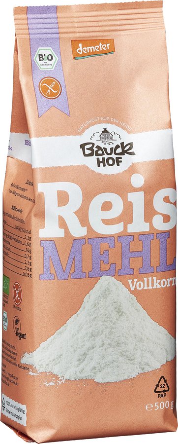 Bauck Mehl Reis VK 500g Demeter gf