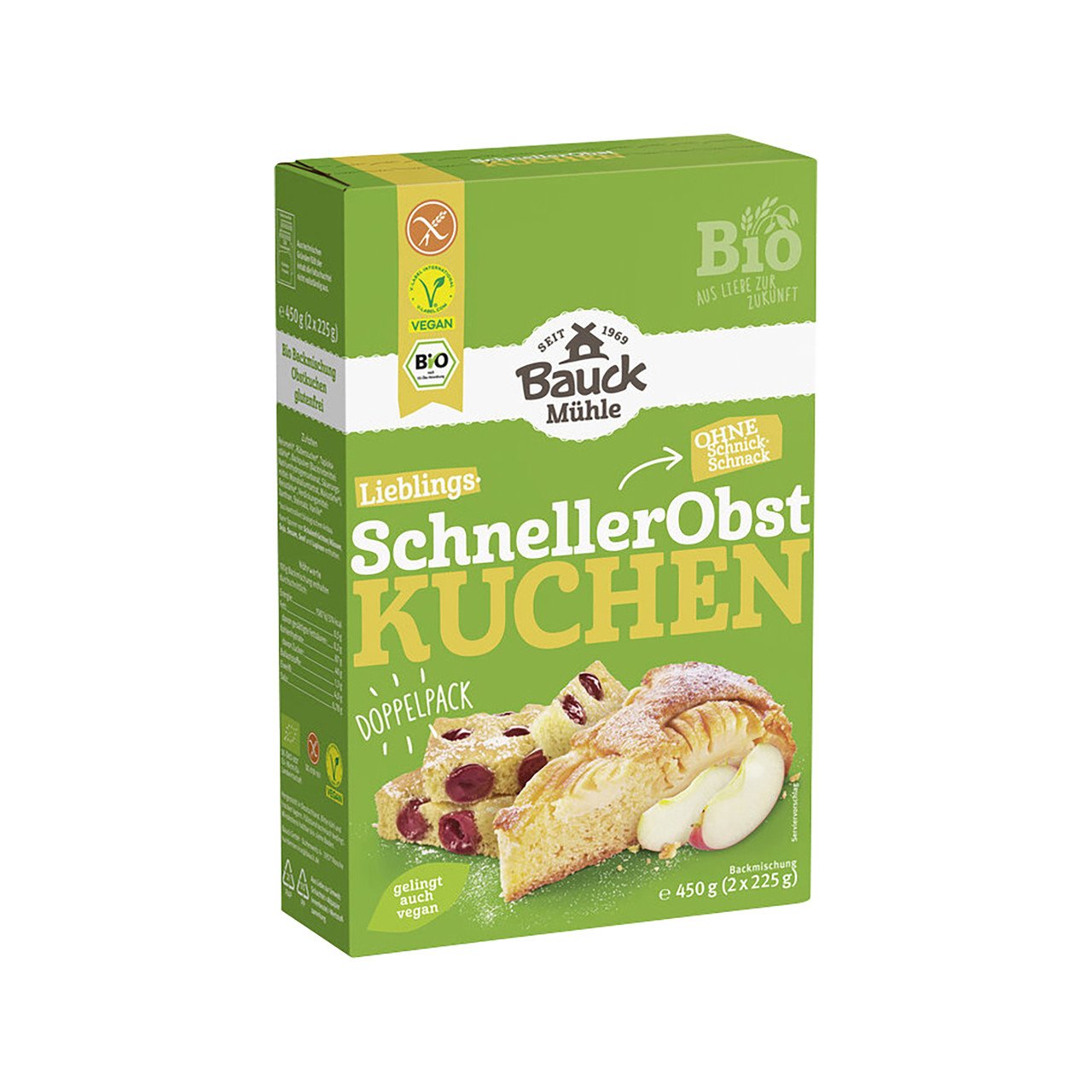 Bauck Backmischung schneller Obstkuchen 450g Bio gf