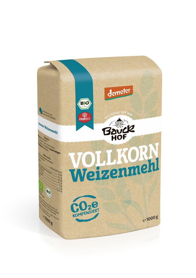 Bauck Mehl Weizen Vollkorn 1kg Demeter