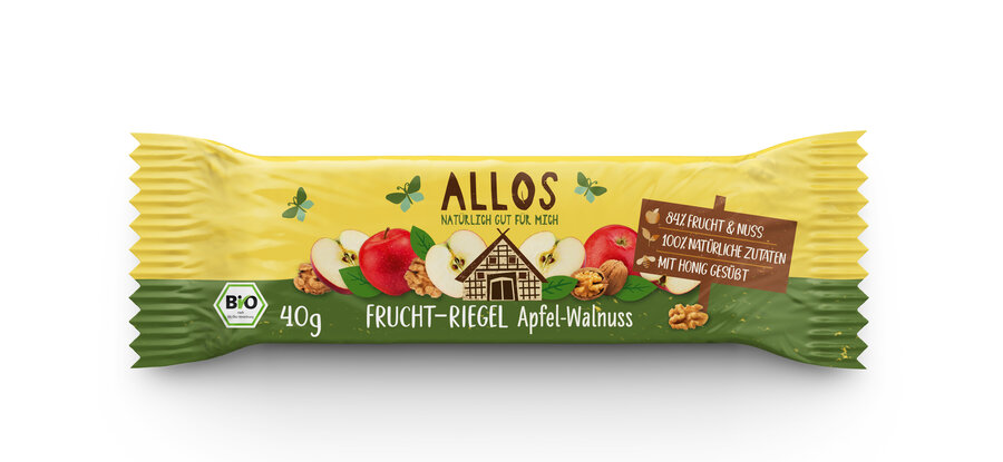 Allos Fruchtschnitte Apfel-Walnuss 40g Bio
