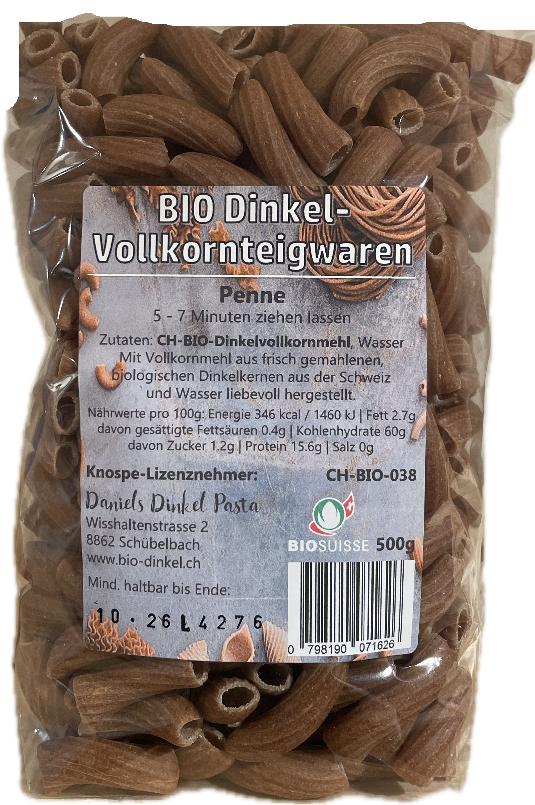 Daniels Dinkel Pasta Penne 500g Bio