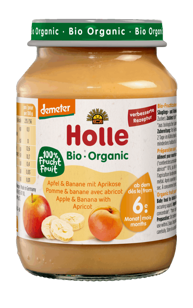Holle Apfel Banane Aprikose Glas 190g Demeter 