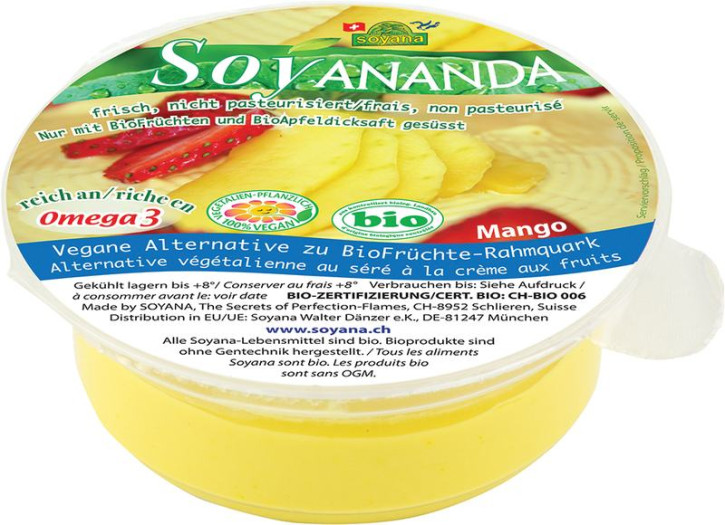 Soyana Soyananda Rahmquark Mango 125g Bio vegan