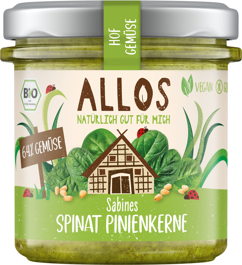 Allos Hof Gemüse Spinat-Pinienkerne 135g Bio vegan