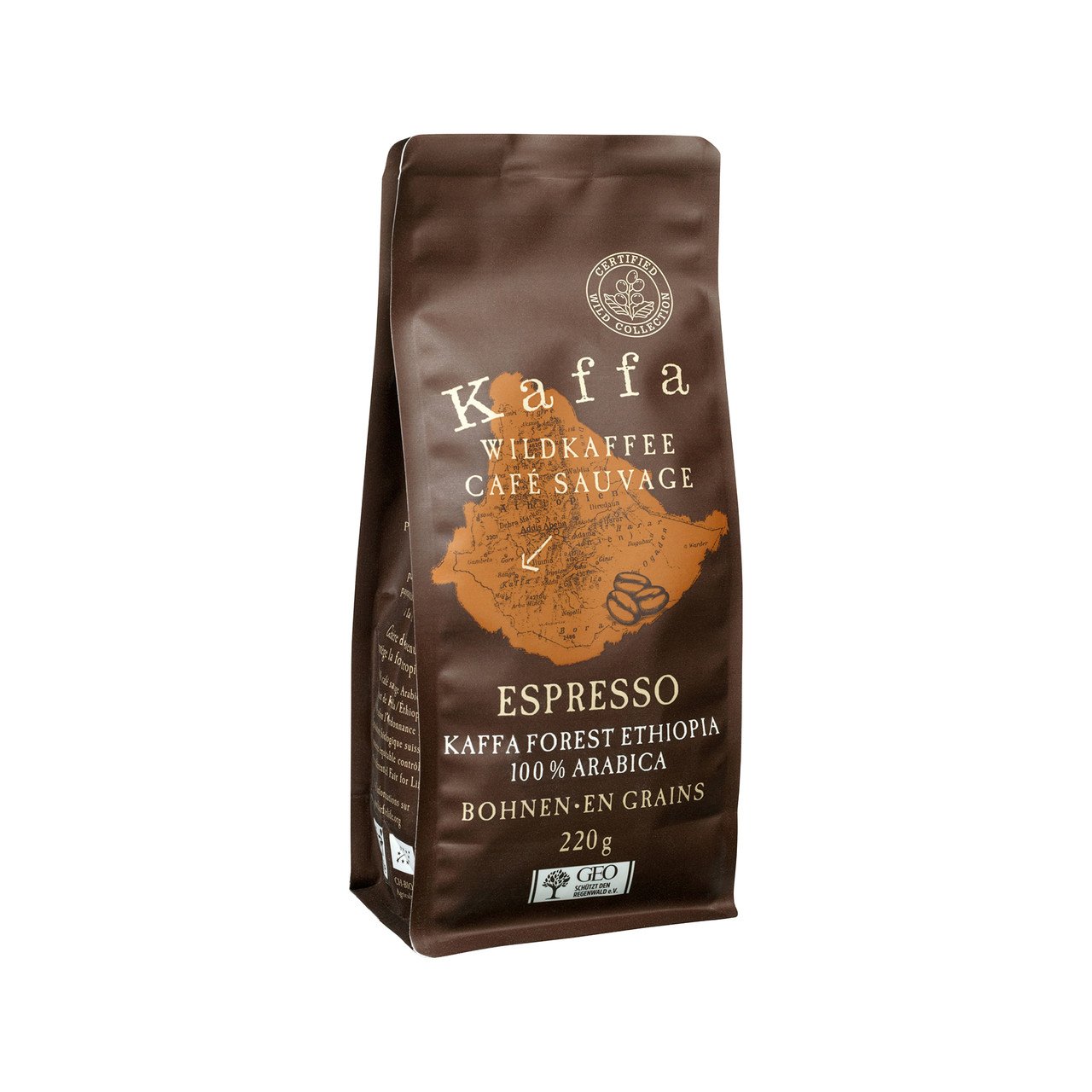 Kaffa Wildkaffee Espresso Bohnen 220g Bio