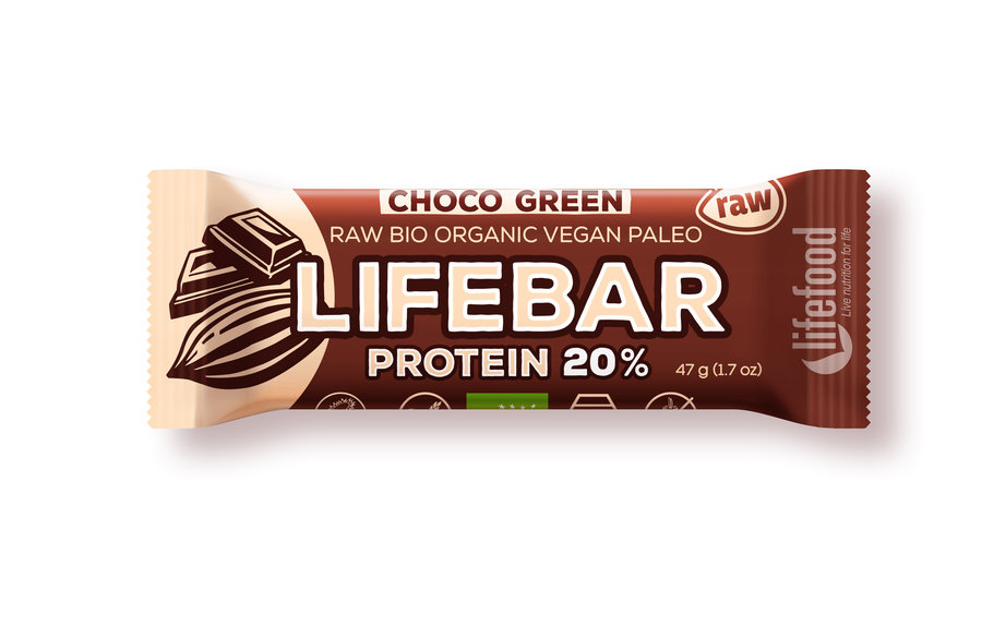 Lifefood Riegel lifebar Chocolate Green Protein 47g Bio gf