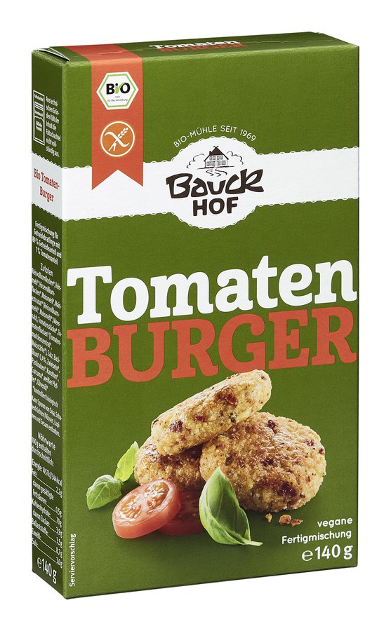 Bauck Burger Tomaten mit Basilikum 140g Bio vegan gf