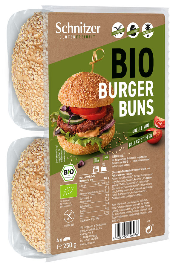 Schnitzer Hamburger Buns 250g Bio gf
