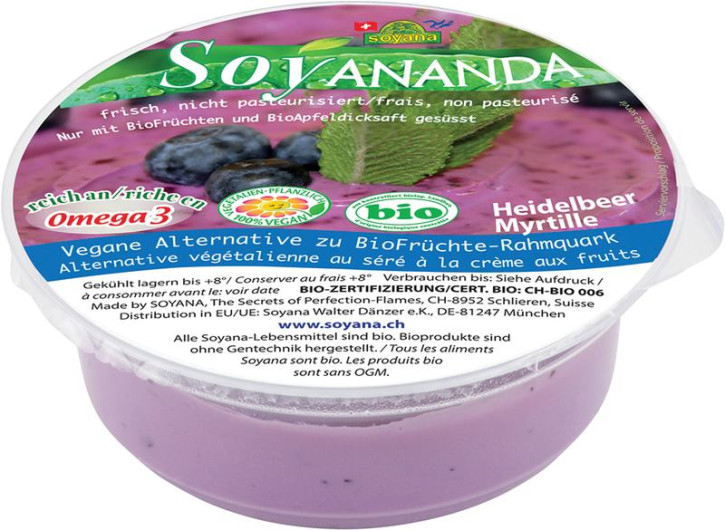 Soyana Soyananda Rahmquark Heidelbeer 125g Bio vegan