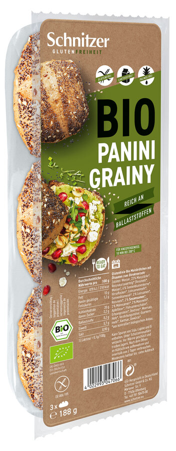 Schnitzer zAufb Panini Grainy Maisbrötchen 188g Bio gf
