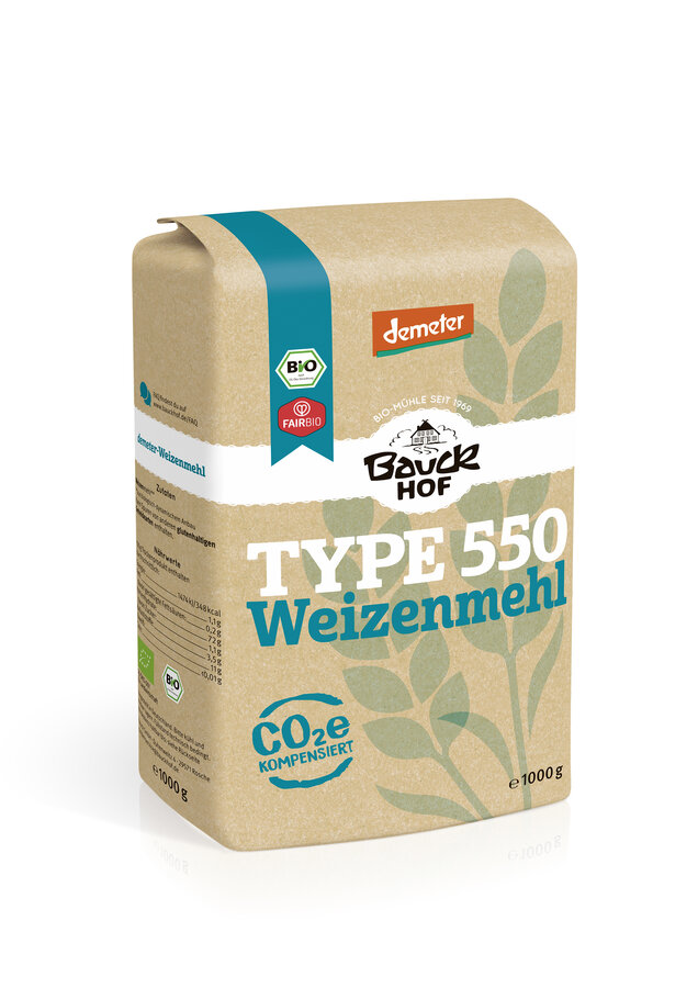 Bauck Mehl Weizen hell Type 550 1kg Demeter