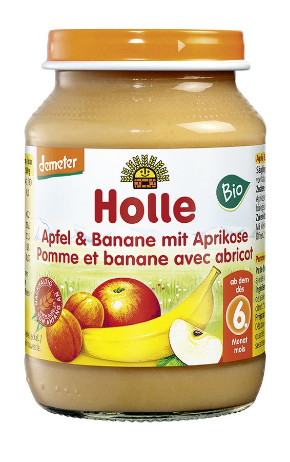 Holle Apfel Banane Aprikose Glas 190g Demeter